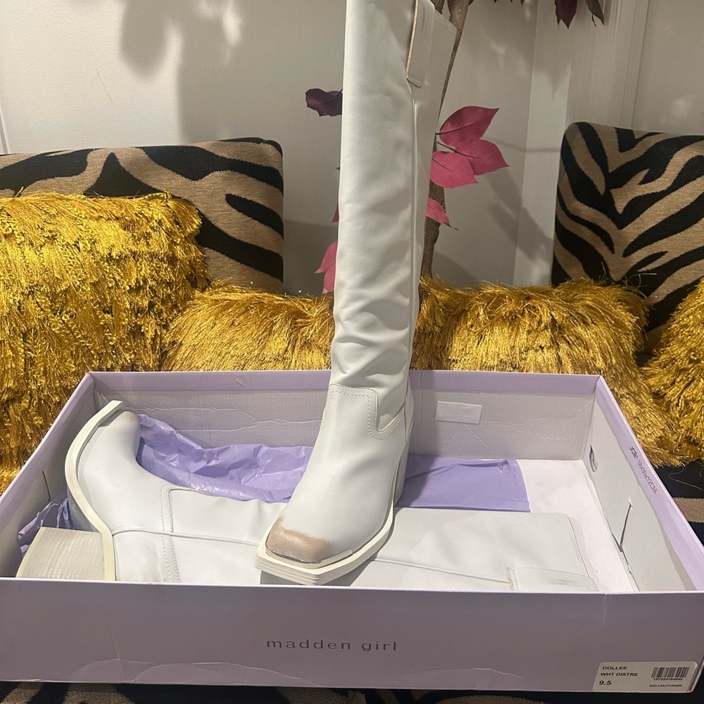Madden Girl White Over the Knee Boots Minimalist Style